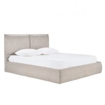 Bett mit Bettkasten 2 Plätze 160x200 cm in beige Chenille-Stoff VIGO