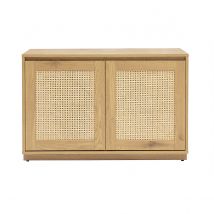 Buffet mit heller Eichenholz-Finish und Rattangeflecht L96 cm SEVILLE
