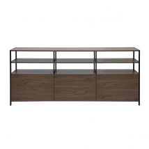 Buffet niedrig mit dunkler Holzoberfläche aus Walnuss und schwarzem Metall L180 cm MAXENCE