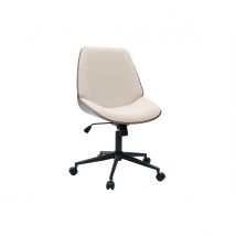 Bürostuhl mit Rollen aus Holz und strukturiertem Samteffekt in Beige DOUGLAS