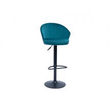 Design-Barhocker aus petrolfarbenem Samt IZAAC