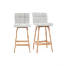 Design-Barhocker Holz und Perlgrau 65 cm 2 Stck. KLARIS