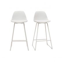Design-Barhocker weiße Metallbeine 66 cm (2er-Satz) FRANZ