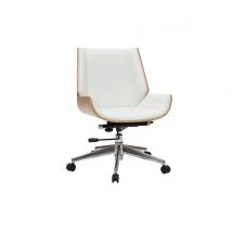 Design-Bürosessel helles Holz und PU Weiß CURVED