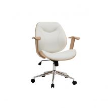 Design-Bürostuhl Weiß helles Holz YORKE