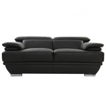 Design-Ledersofa zwei Plätze verstellbares Kopfstück Schwarz EWING - Büffelleder