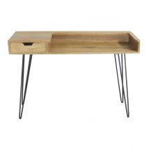 Design-Schreibtisch aus Mangoholz mit Hairpin Legs Metall Schwarz VIBES