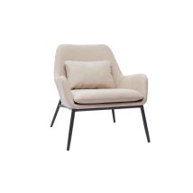 Design-Sessel im beigen Samtdesign mit schwarzem Metall MAXINE