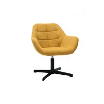 Design-Sessel Stoff mit Samteffekt in Senfgelb und schwarzem Metall DARWIN