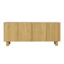 Design-Sideboard aus hellem, massiver Eiche mit Gravur 4-türig B180 cm GOSHI