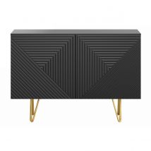 Design-Sideboard schwarz und goldfarbenes Metall 2-türig L107 cm OZEN