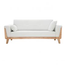 Design-Sofa 3 Plätze Altweiß Holzbeine FJORD