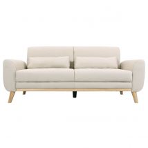 Design-Sofa 3 Plätze Stoff naturfarben Eichenbeine EKTOR