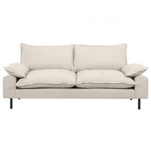Design-Sofa mit beigem Stoff im Samtdesign und schwarzem Metall 3-Sitzer DORY