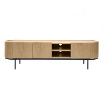 Design-TV-Möbel aus hellem Holz und schwarzem Metall mit Stauraum B180 cm SKYE