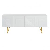 Design-TV-Möbel mit weißer Gravur und goldfarbenem Metall B140 cm OZEN