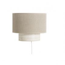 Design-Wandleuchte aus beigem Leinen und Travertin-Effekt H20 cm SEMA