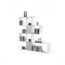 Designer-Bücherregal und Trennwand glänzend weiß lackiert H147 cm COMO