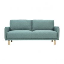 Designersofa 3-Sitzer in Graugrünem Stoff und hellem Holz BONO