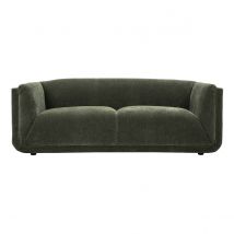 Designersofa mit 3 Sitzplätzen in Samteffekt Stoff khakigrün HOSBO