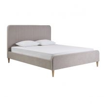 Doppelbett 160x200 in Taupe-Stoff LINDSAY