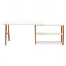 Dreh-Schreibtisch skandinavisches Design Weiß und Eiche GILDA