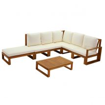 Eck-Gartenmöbel aus Massivholz mit abziehbaren Kissen in Beige 6/8-Sitzer SALSA