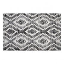 Ethno-Teppich mit Rautenmuster grau und schwarz Innen- und Außenbereich 150 x 220 cm PIXO