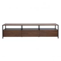 Fernsehmöbel in dunkler Walnuss-Holzoptik und schwarzem Metall L180 cm MAXENCE