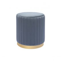 Hocker aus dunkelgrauem Samt mit goldenem Metallsockel D40 cm DONA