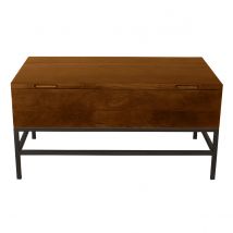 Industrieller Couchtisch mit Hochklappfunktion aus massivem, getöntem Mangoholz und schwarzem Metall L90 cm YPSTER