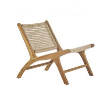 Loungesessel aus massivem Teakholz und geflochtenem Seil SUMBA