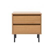 Nachttisch mit hellem Holzfinish in Eiche 2 Schubladen ARAGON
