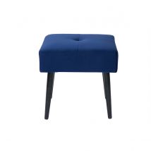 Niedriger Hocker aus Stoff mit Samteffekt in Nachtblau und schwarzes Metall H46 cm GUESTA