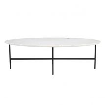 Ovale Couchtisch aus weißem Marmor und schwarzem Metall L115 cm CARRARE