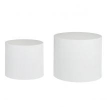 Ovale Design-Beistelltische mit weißem Glanzeffekt (2er-Set) FAMOSA