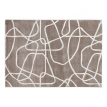 Rechteckiger Teppich in Taupe mit Line-Art-Motiven 160 x 230 cm APOLLINE
