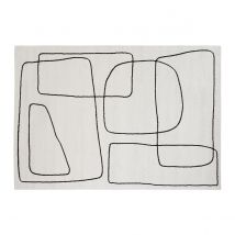 Rechteckiger Teppich mit Line-Art-Muster in Off-White und Schwarz 160 x 230 cm TIANA