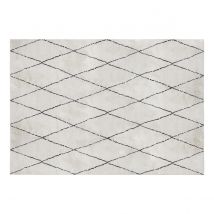 Rechteckiger Teppich mit schwarzen Rautenmustern 200 x 300 cm SILAN