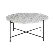 Runder Couchtisch Design aus Terrazzo und schwarzem Metall D81 cm MEZZO