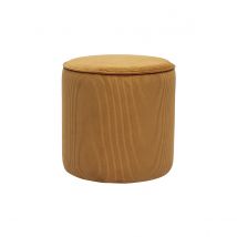 Runder Pouf aus gelbem Cord-Samt D40 cm PAUL