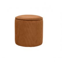 Runder Pouf aus geripptem Samt in verbrannter Erde D40 cm PAUL