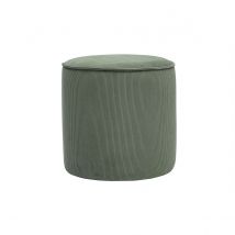 Runder Samtpouf in Khakigrün, gerippt, D40 cm PAUL