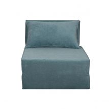 Schlafsessel aus blauem Stoff mit Samteffekt 1-Sitzer SALLY