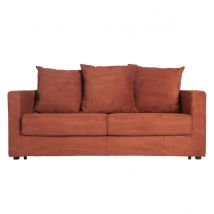 Schlafsofa 3-Sitzer mit Cordstoff in Terracotta mit Matratze 13cm BACIO