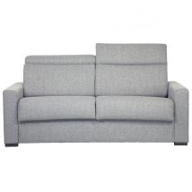 Schlafsofa hellgrau mit 18 cm Matratze und verstellbaren Kopfstützen NORO
