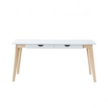 Schreibtisch skandinavisch mit Schubladen Holz Weiß L160 LEENA