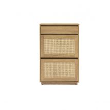 Schuhschrank mit heller Eichenholz-Finish und Rattangeflecht L70 cm ALICANTE