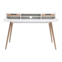 Skandinavischer Schreibtisch aus Holz und weiß L140 cm OPUS