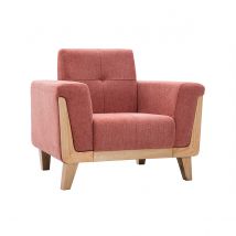 Skandinavischer Sessel aus terracottafarbenem Stoff und hellem Holz FJORD